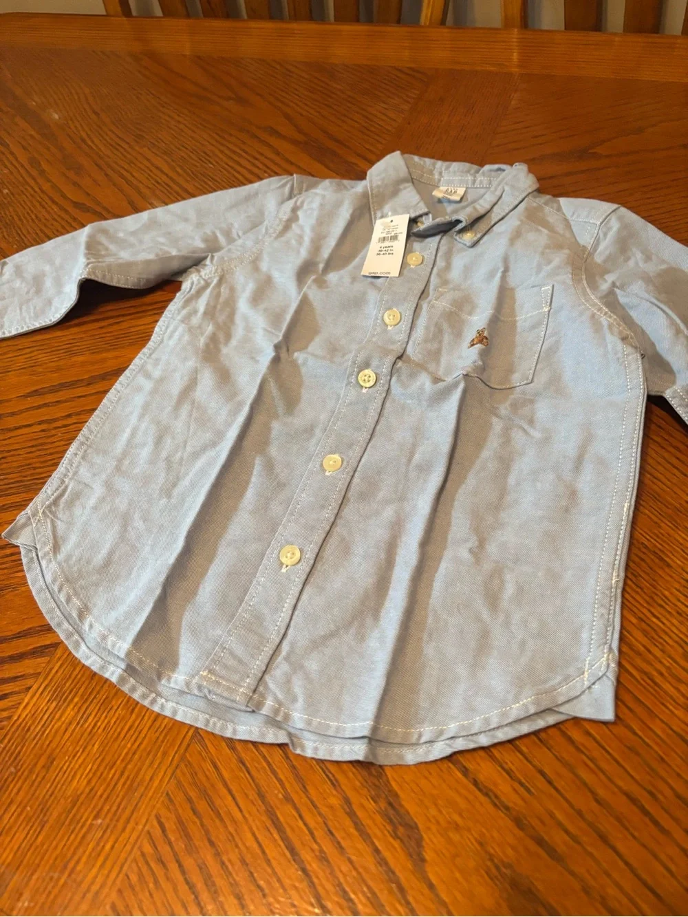Baby Gap Toddler Boys 4 Years Light Blue Oxford Long Sleeve Button Down Shirt